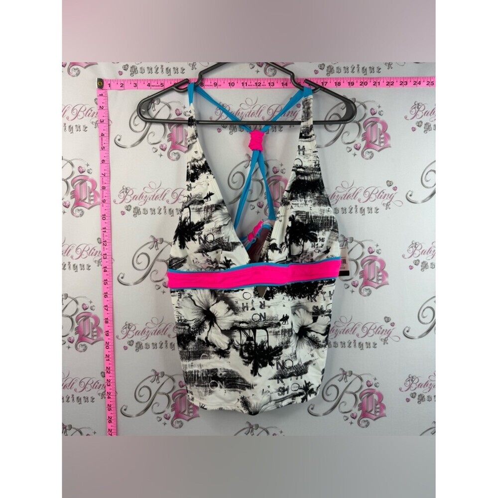 Op tankini top shirt swimming pool Swim Top Neon Pink and Cyan Swim Halter Top